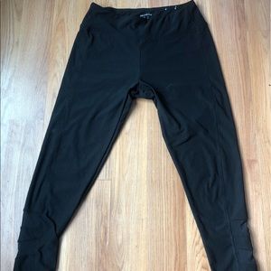 Black leggings with mesh near the ankles